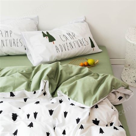 北欧风格纯棉四件套全棉宿舍三件套床上用品春秋床单被套1.8m2.0m